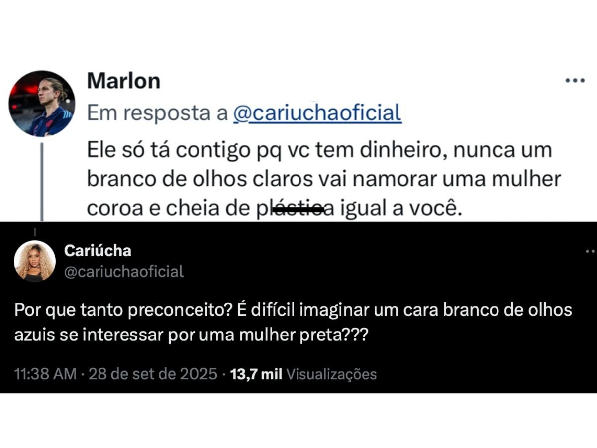 Cariúcha se defende de ataque após revelar romance com bonitão dos olhos claros