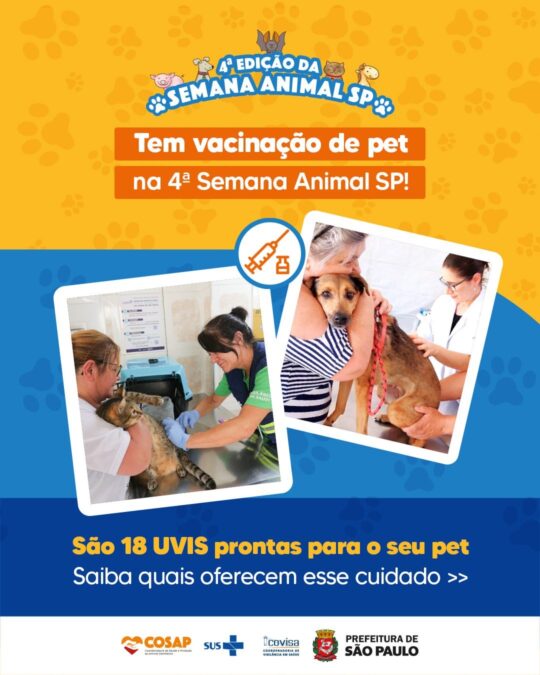 Prefeitura de SP realiza evento gratuito para vacinar e microchipar pets