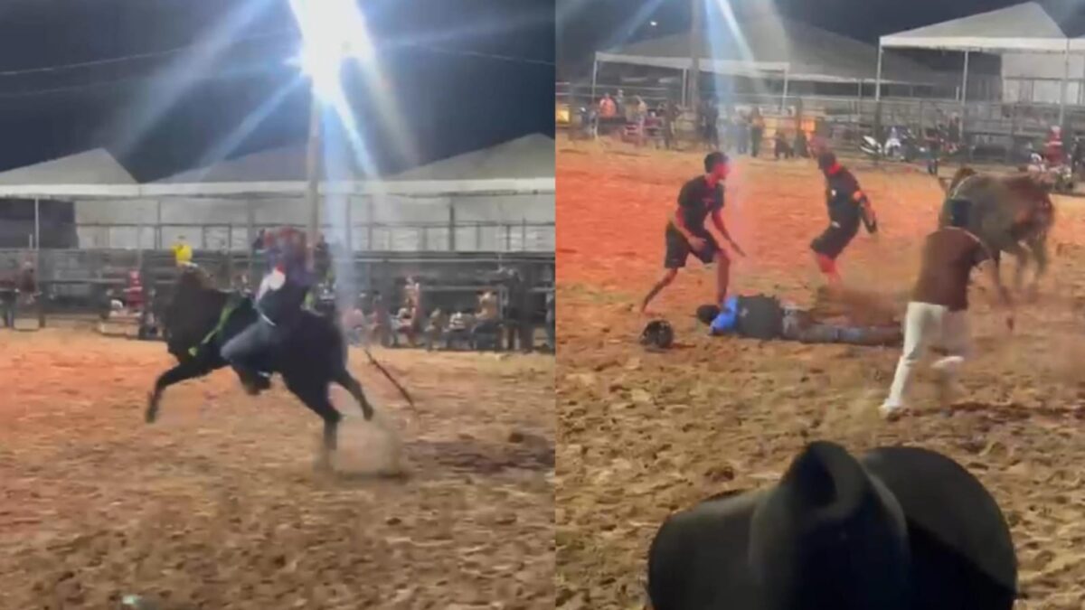 VÍDEO: Peão desmaia após queda em etapa classificatória do rodeio da ExpoSena 2025