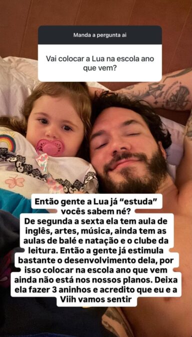 Eliezer explica por que Lua ainda não vai à escola e revela os motivos da decisão