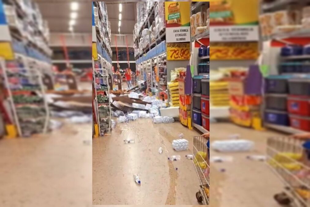 Perigo no mercado: caixas caem de empilhadeira e assustam clientes