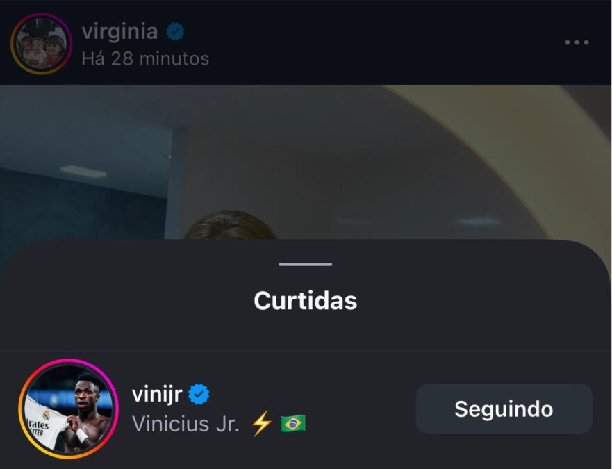 Atento! Vini Jr. curte nova foto de Virginia após rumores de tentativa de conciliação