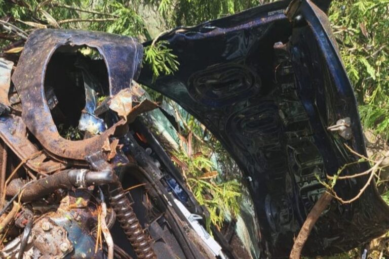 video:-carro-avaliado-em-r$-900-mil-fica-destruido-ao-cair-em-barranco