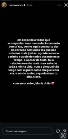 yasmin-santos-e-maria-venture-ainda-“estao-conversando”-apos-anuncio-do-termino,-diz-assessoria