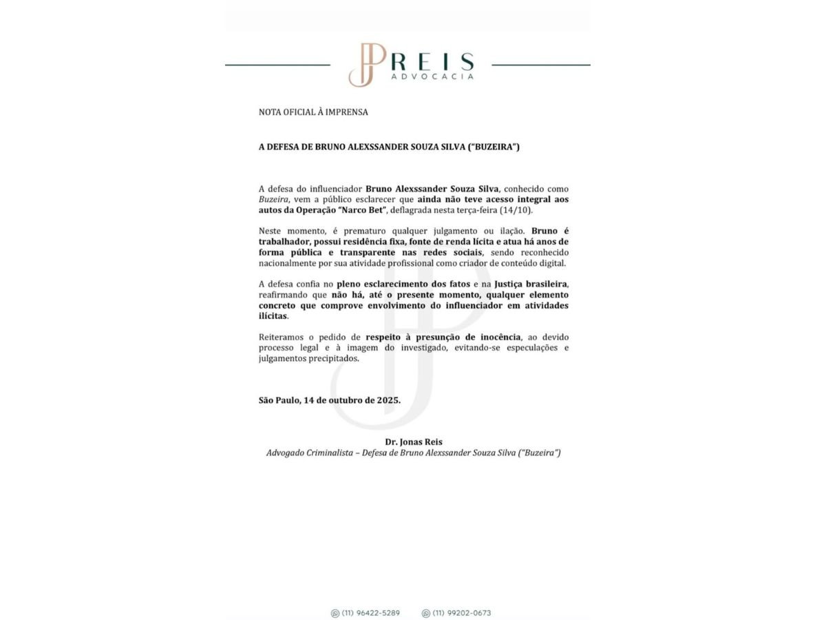 Defesa de Buzeira diz que não há provas de envolvimento em atividades ilícitas