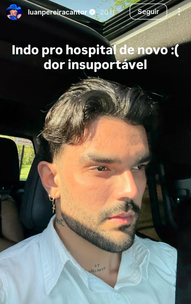 Luan Pereira volta a ser internado e revela ter dez pedras nos rins: “Maior dor da vida”