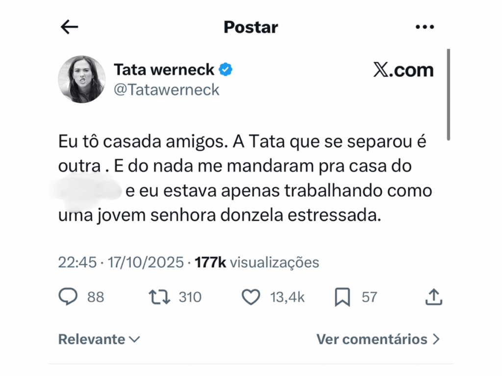 tata-werneck-se-diverte-apos-ser-confundida-com-tata-estaniecki:-“eu-to-casada”