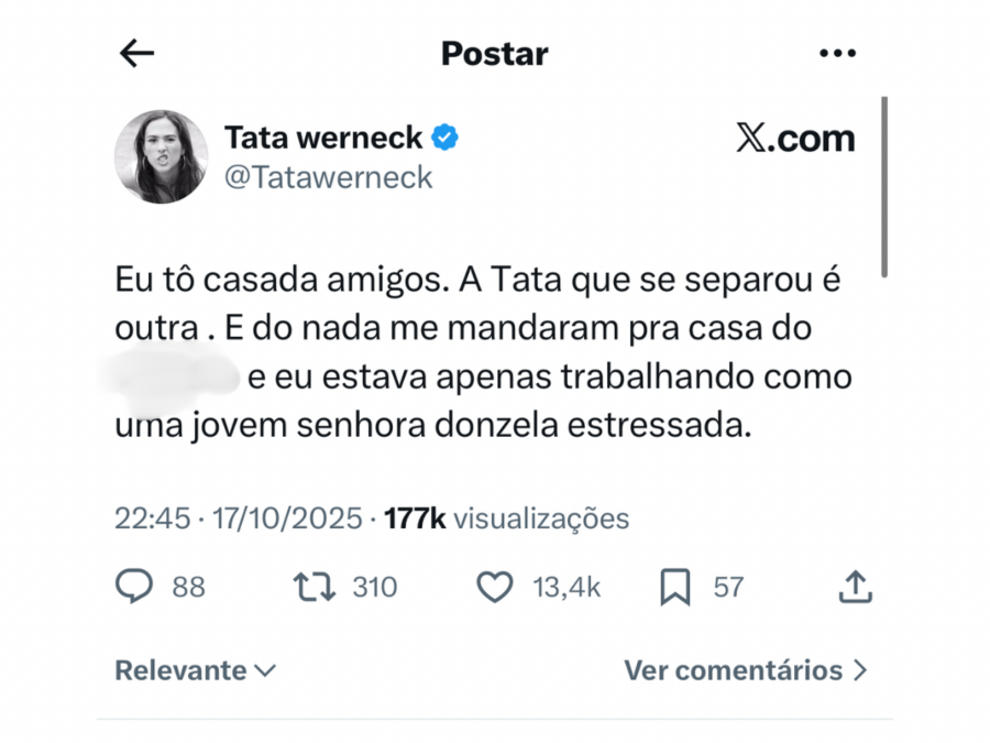 Tatá Werneck se diverte após ser confundida com Tata Estaniecki: “Eu tô casada”