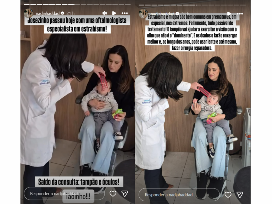 Nadja Haddad detalha tratamento do filho com estrabismo e miopia: “Comum em prematuros”