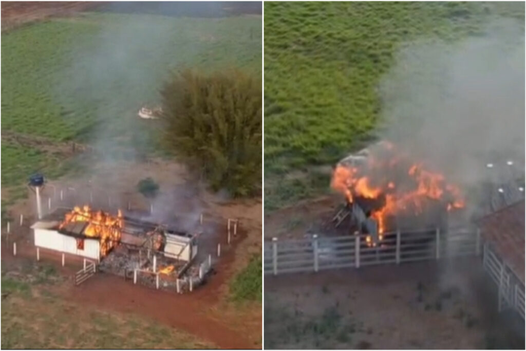 video:-grupo-indigena-ocupa-fazenda-no-ms-e-incendeia-tratores-e-casa