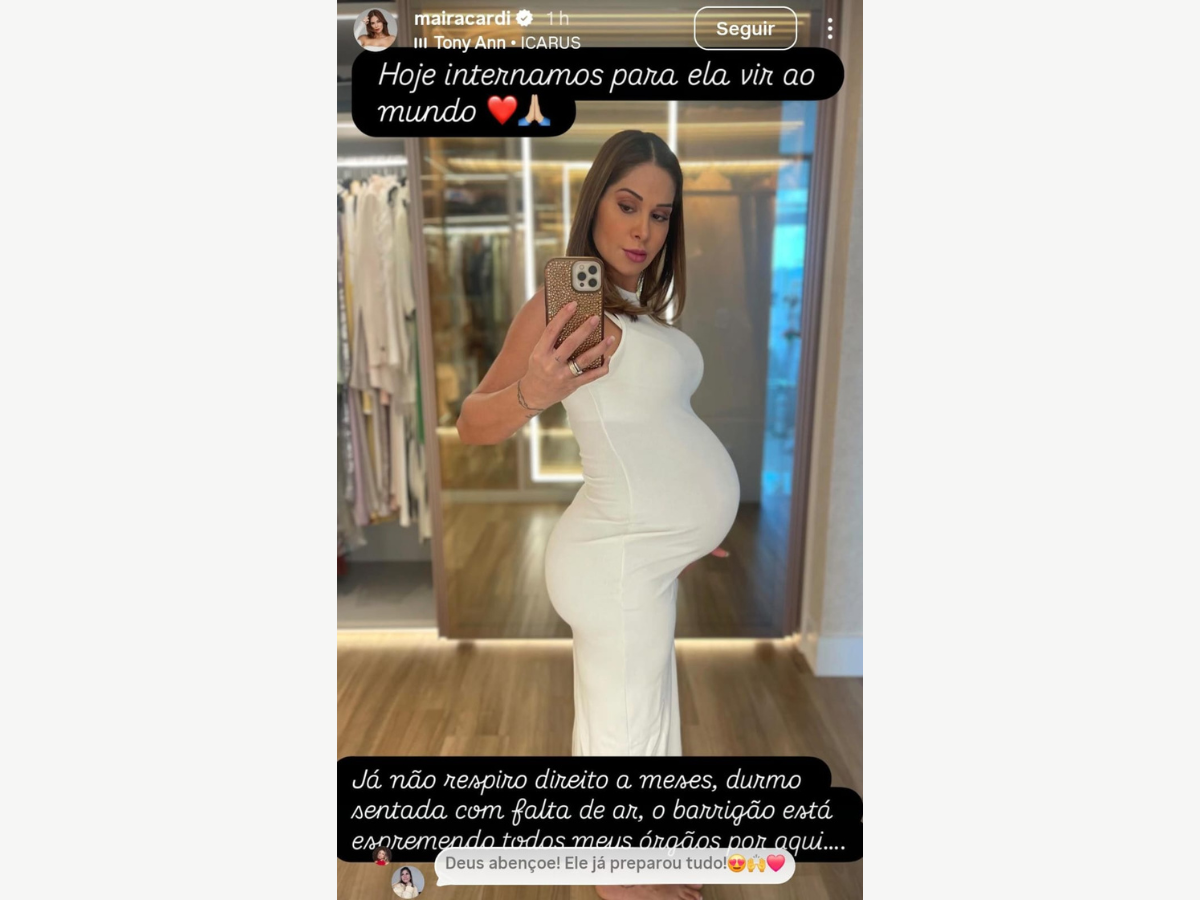 Maíra Cardi se prepara para dar à luz a filha com Thiago Nigro