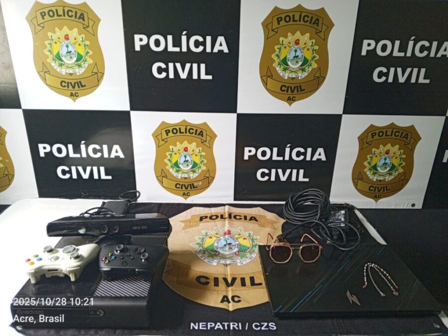 Polícia Civil prende autor de furto e recupera videogame e notebook gamer em Cruzeiro do Sul
