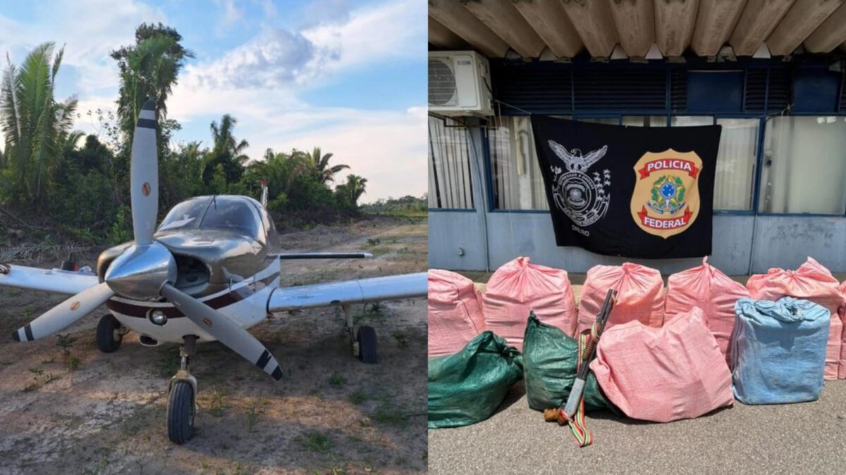 PF apreende avião com meia tonelada de droga em área de mata fechada em RO