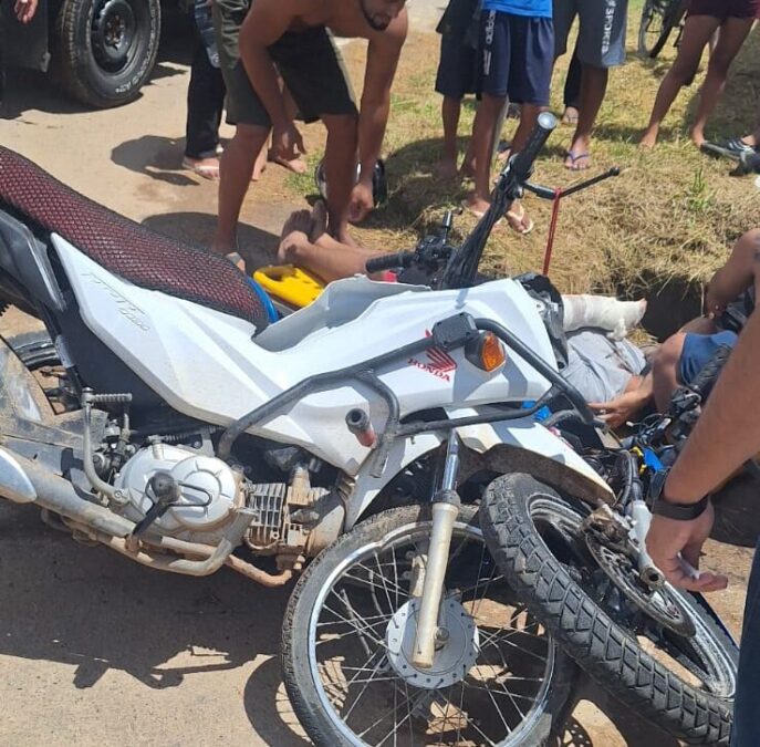 Acidente entre motos deixa ferido com fratura neste domingo em Manoel Urbano