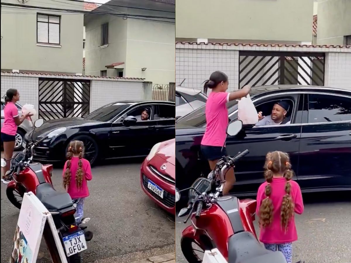Neymar cumpre promessa e volta a estabelecimento em Santos para buscar doces