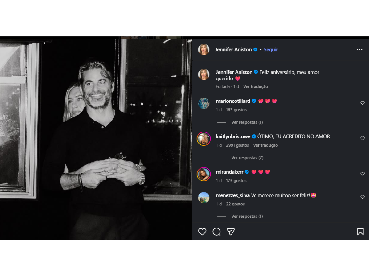 Jennifer Aniston confirma relacionamento ao postar primeira foto com namorado: “Amor querido”