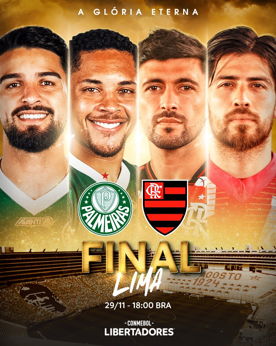 Libertadores: CONMEBOL define horário e uniformes que Palmeiras e Flamengo usarão na final