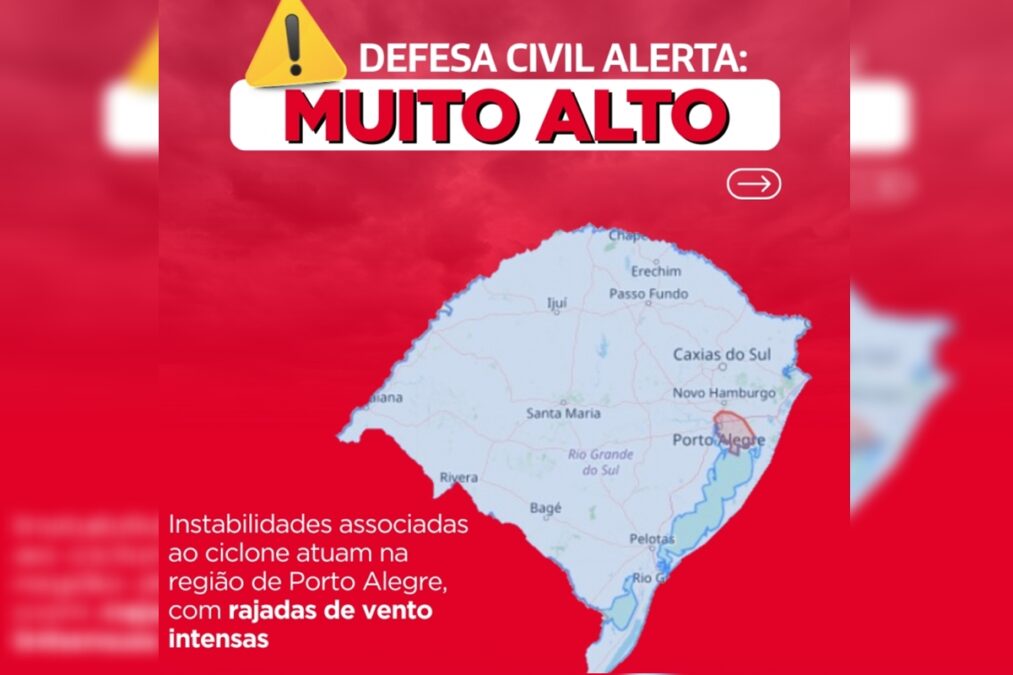 Defesa Civil do RS reforça alerta de instabilidade severa por ciclone