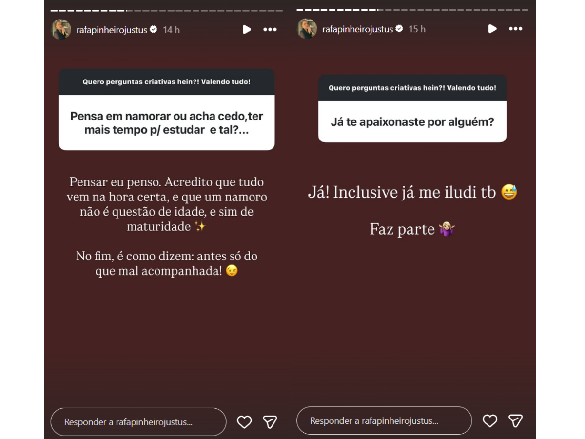 “Namoro não é questão de idade e sim de maturidade”, diz Rafa Justus