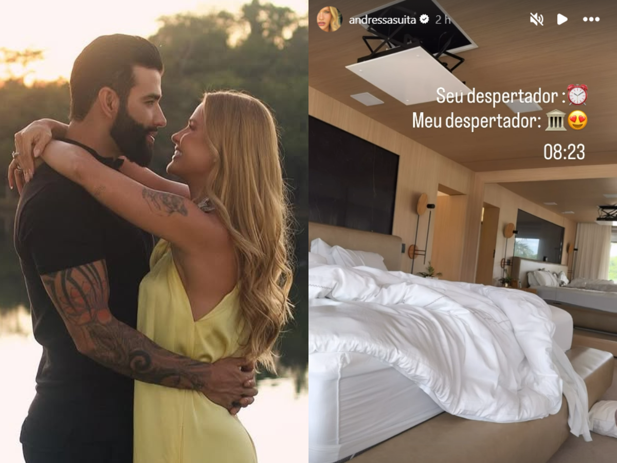 Despertador diferente! Andressa Suita mostra como é acordada por Gusttavo Lima