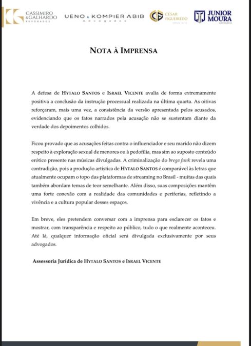 Advogados de Hytalo defendem “produção artística” do influenciador após audiência