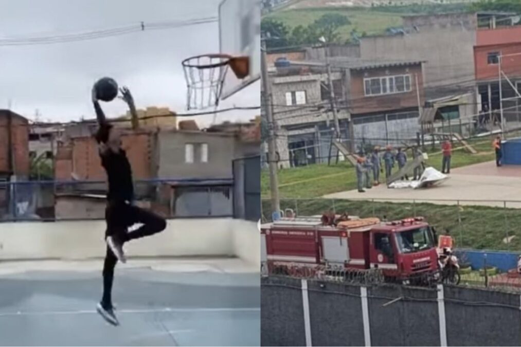 Jovem morre após cesta de basquete desabar em quadra pública de SP
