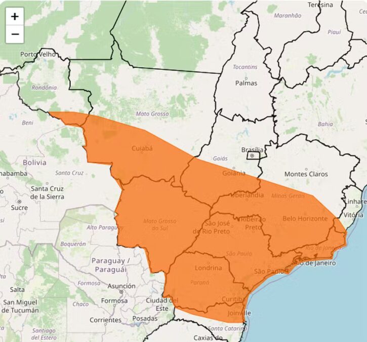 Inmet emite alerta laranja de tempestade para grande parte do país