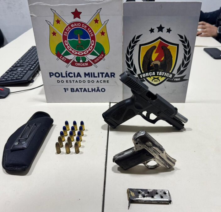 Polícia Militar prende homem por porte ilegal de arma de fogo de uso restrito na BR-364