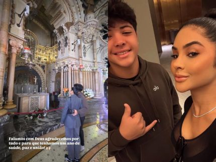 junto-ao-filho,-mileide-ora-e-agradece-a-saude-dele-em-momento-de-fe-na-espanha:-“falamos-com-deus”