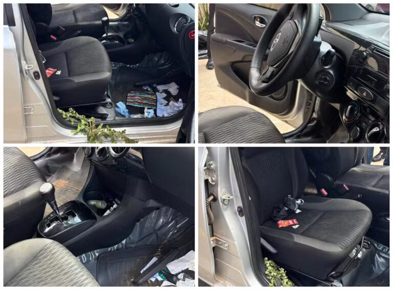 Carro de Moisés Alencastro foi encontrado na Estrada do Quixadá, em Rio Branco, e passa por perícia — Foto: Júnior Andrade/Rede Amazônica