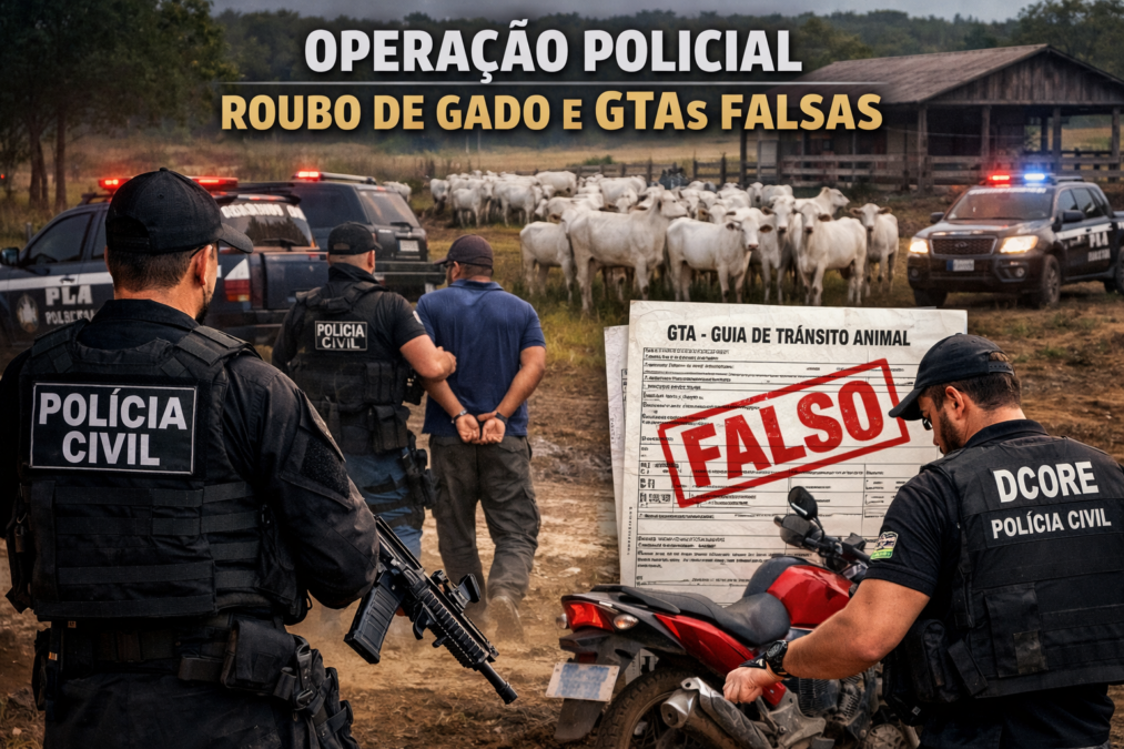 Polícia Civil deflagra operação contra esquema de roubo de gado e uso de GTAs falsas no Acre