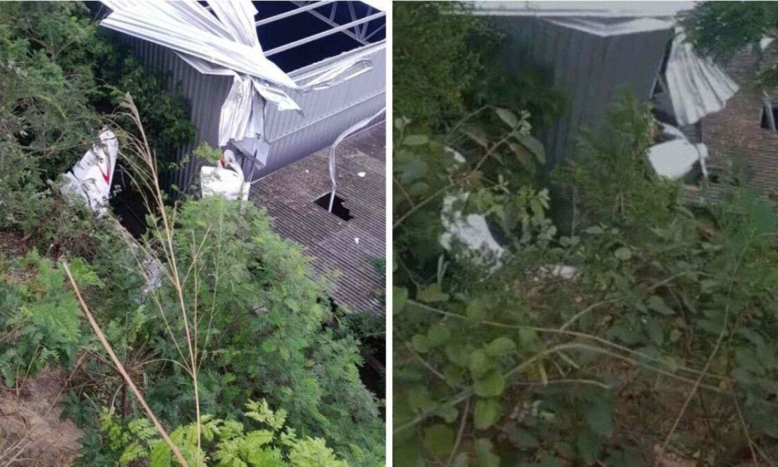 Aeronave de pequeno porte cai após decolagem e atinge oficina mecânica em Guarapari