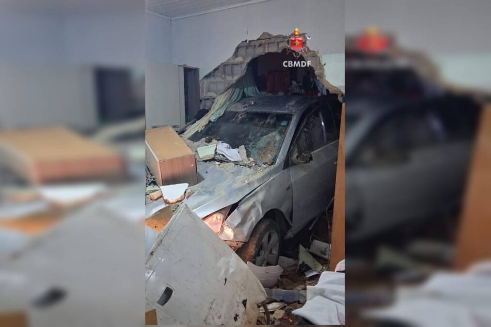 Motorista invade casa, derruba muro e atinge cinco pessoas no DF