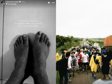 com-dores-no-pe,-nikolas-percorre-mais-de-120-km-em-caminhada-rumo-a-brasilia-ao-lado-de-apoiadores