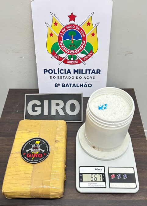 GIRO da PM apreende mais de 1 quilo de drogas em Sena Madureira
