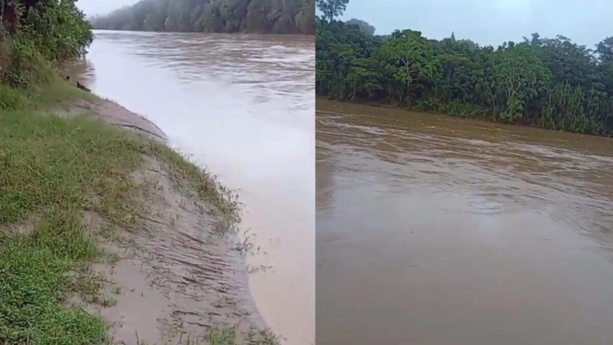 Moradores da comunidade Nova Olinda, na zona rural de Sena Madureira, registram a vazante do rio Iaco