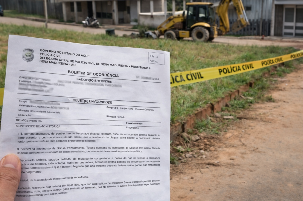 Secretaria de Obras registra boletim de ocorrência após furto de meios-fios em Sena Madureira