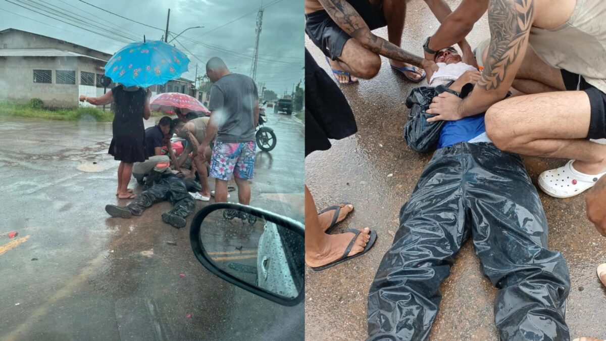Acidente entre moto e carro deixa uma pessoa ferida no cruzamento da Siqueira Campos com a Piauí, em Sena Madureira