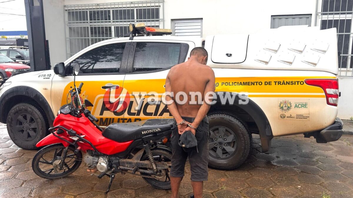 Batalhão de Trânsito prende monitorado da justiça com moto roubada no segundo distrito de Rio Branco