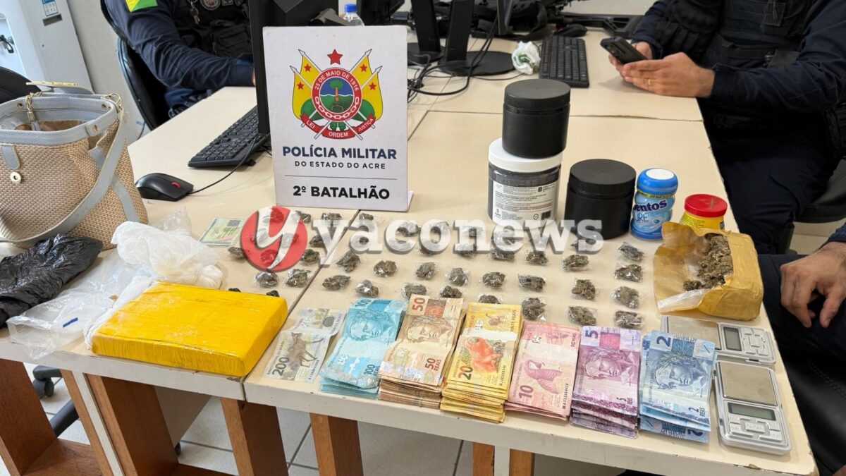 Polícia Militar prende mulher com criança de um em posse de drogas e grande quantia em dinheiro no segundo distrito de Rio Branco