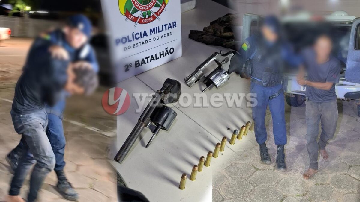 PM prende dois suspeitos com armas durante patrulhamento em área de conflito em Rio Branco