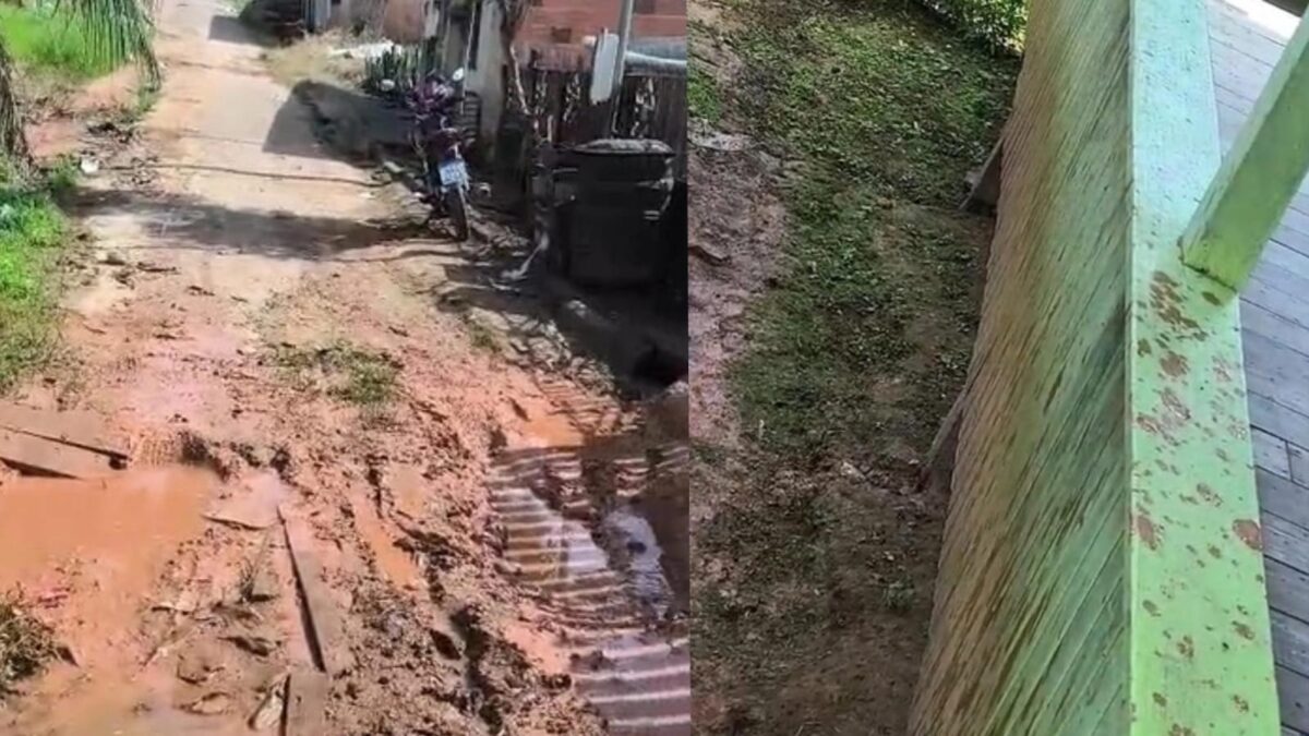 Esgoto e lama invadem casa no bairro Bom Sucesso, em Sena Madureira; moradora pede solução para o problema