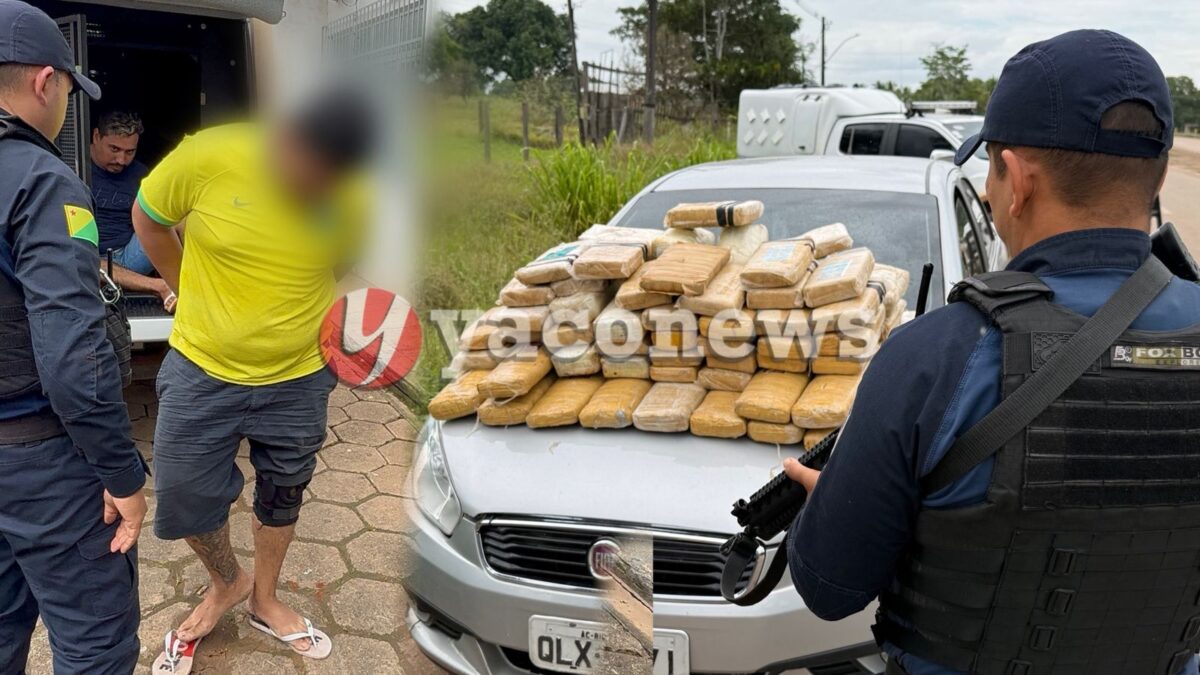 Colombiano é preso pela Polícia Militar transportando 75 tijolos de maconha na ridovia AC-40 em Rio Branco