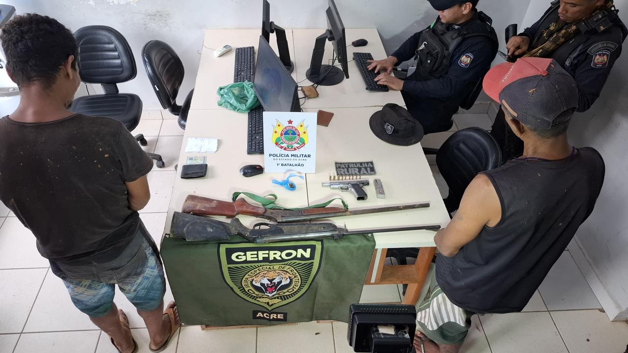 Operação integrada das Forças de Segurança do Acre resulta na captura de dois foragidos da justiça acusados de Homicídio qualificado em Rondônia