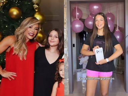 mimo-de-aniversario:-poliana-rocha-presenteia-neta-de-leonardo-com-celular-de-r$-12-mil