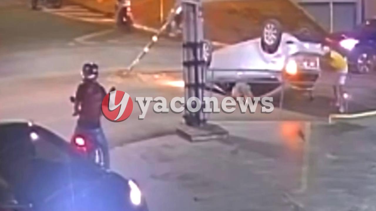 Professora aposentada bate veículo em placa mal sinalizada e capota veículo no centro de Rio Branco