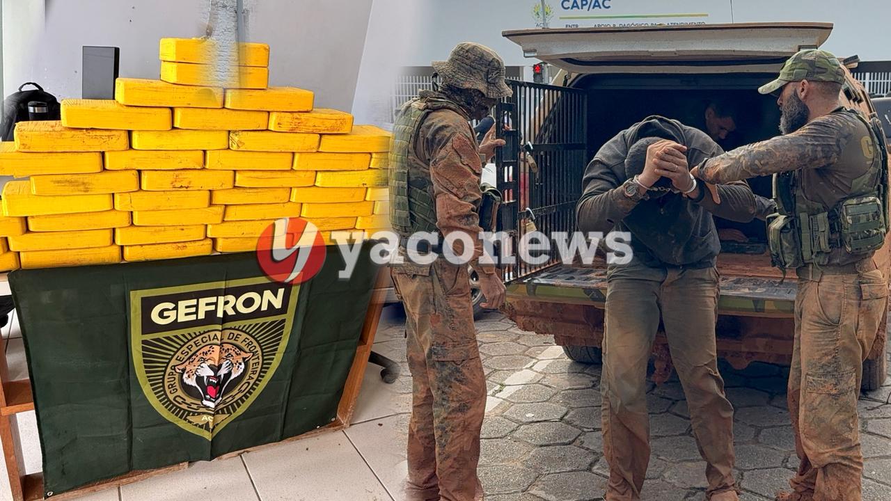 VÍDEO: GEFRON apreende 45 kg de cocaína avaliados em R$ 1,3 milhão e prende dois suspeitos na Transacreana