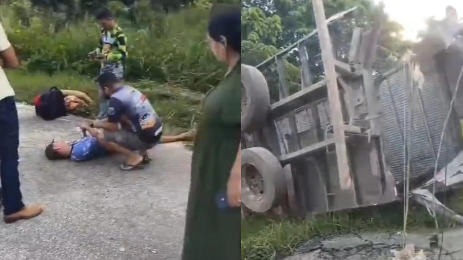 VÍDEO: Caminhão boiadeiro arranca baú de veículo de carga em colisão na BR-364 e deixa um ferido