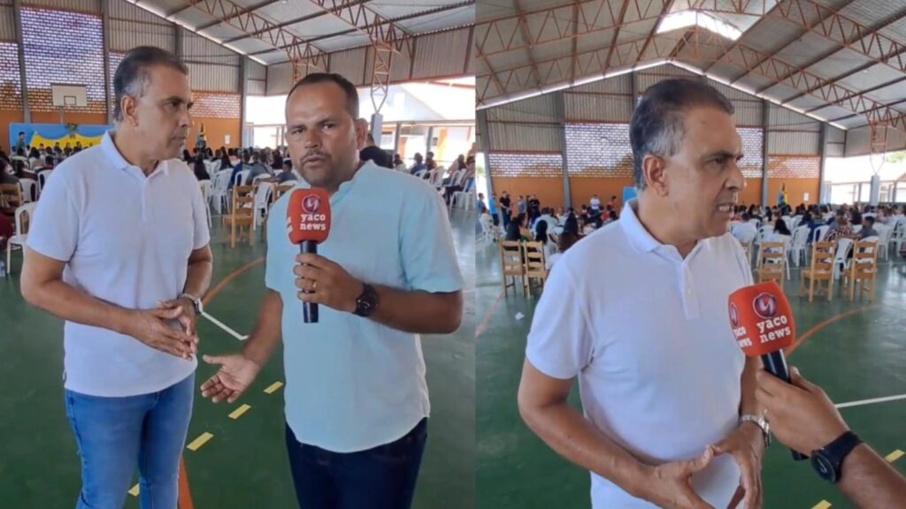 Jairo Cassiano durante inauguração de escola em Sena Madureira.