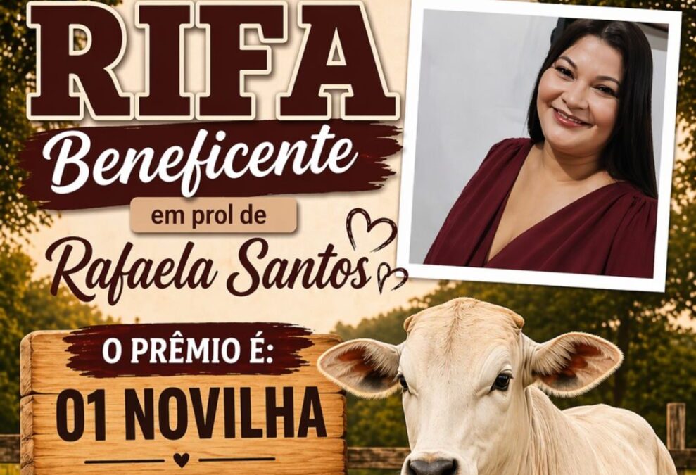 Rifa solidária mobiliza Sena Madureira para ajudar Rafaela Santos; prêmio é uma novilha